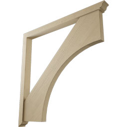 Ekena Millwork - BKTUR0352X44X44WTL01RCPR - Timberthane Faux Wood Westlake Style Bracket w/ Offset Brace, Traditional Ends, 3 1/2"W x 44"D x 44"H, Primed Tan