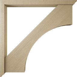 Ekena Millwork - BKTUR0352X46X46WTL01RCPR - Timberthane Faux Wood Westlake Style Bracket w/ Offset Brace, Traditional Ends, 3 1/2"W x 46"D x 46"H, Primed Tan