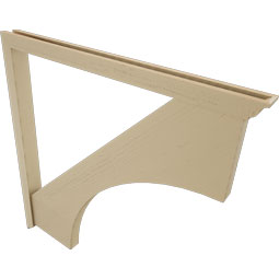 Ekena Millwork - BKTUR0352X48X48WTL01RCPR - Timberthane Faux Wood Westlake Style Bracket w/ Offset Brace, Traditional Ends, 3 1/2"W x 48"D x 48"H, Primed Tan