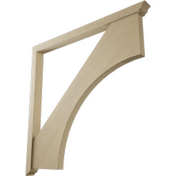Ekena Millwork - BKTUR0352X48X48WTL01RCPR - Timberthane Faux Wood Westlake Style Bracket w/ Offset Brace, Traditional Ends, 3 1/2"W x 48"D x 48"H, Primed Tan