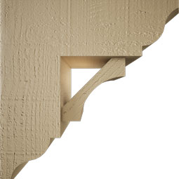 Ekena Millwork - BKTUR0554X14X14WTL01RCPR - Timberthane Faux Wood Westlake Style Bracket w/ Offset Brace, Traditional Ends, 5 1/2"W x 14"D x 14"H, Primed Tan