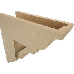 Ekena Millwork - BKTUR0554X14X14WTL01RCPR - Timberthane Faux Wood Westlake Style Bracket w/ Offset Brace, Traditional Ends, 5 1/2"W x 14"D x 14"H, Primed Tan