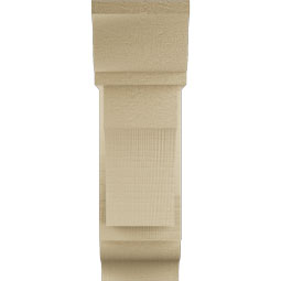 Ekena Millwork - BKTUR0554X14X18WTL01RCPR - Timberthane Faux Wood Westlake Style Bracket w/ Offset Brace, Traditional Ends, 5 1/2"W x 14"D x 18"H, Primed Tan