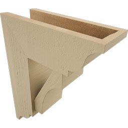 Ekena Millwork - BKTUR0554X14X18WTL01RCPR - Timberthane Faux Wood Westlake Style Bracket w/ Offset Brace, Traditional Ends, 5 1/2"W x 14"D x 18"H, Primed Tan
