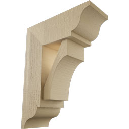 Ekena Millwork - BKTUR0554X14X18WTL01RCPR - Timberthane Faux Wood Westlake Style Bracket w/ Offset Brace, Traditional Ends, 5 1/2"W x 14"D x 18"H, Primed Tan