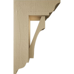 Ekena Millwork - BKTUR0554X14X22WTL01RCPR - Timberthane Faux Wood Westlake Style Bracket w/ Offset Brace, Traditional Ends, 5 1/2"W x 14"D x 22"H, Primed Tan