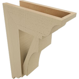 Ekena Millwork - BKTUR0554X14X22WTL01RCPR - Timberthane Faux Wood Westlake Style Bracket w/ Offset Brace, Traditional Ends, 5 1/2"W x 14"D x 22"H, Primed Tan