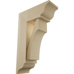 Ekena Millwork - BKTUR0554X14X22WTL01RCPR - Timberthane Faux Wood Westlake Style Bracket w/ Offset Brace, Traditional Ends, 5 1/2"W x 14"D x 22"H, Primed Tan