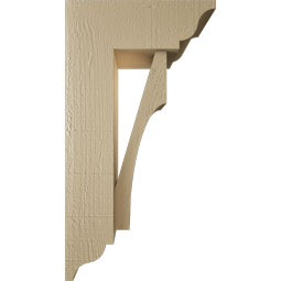 Ekena Millwork - BKTUR0554X14X26WTL01RCPR - Timberthane Faux Wood Westlake Style Bracket w/ Offset Brace, Traditional Ends, 5 1/2"W x 14"D x 26"H, Primed Tan