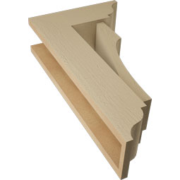 Ekena Millwork - BKTUR0554X14X26WTL01RCPR - Timberthane Faux Wood Westlake Style Bracket w/ Offset Brace, Traditional Ends, 5 1/2"W x 14"D x 26"H, Primed Tan