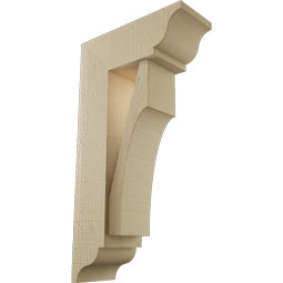 Ekena Millwork - BKTUR0554X14X26WTL01RCPR - Timberthane Faux Wood Westlake Style Bracket w/ Offset Brace, Traditional Ends, 5 1/2"W x 14"D x 26"H, Primed Tan