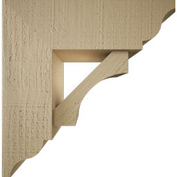 Ekena Millwork - BKTUR0554X16X16WTL01RCPR - Timberthane Faux Wood Westlake Style Bracket w/ Offset Brace, Traditional Ends, 5 1/2"W x 16"D x 16"H, Primed Tan