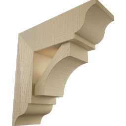 Ekena Millwork - BKTUR0554X16X16WTL01RCPR - Timberthane Faux Wood Westlake Style Bracket w/ Offset Brace, Traditional Ends, 5 1/2"W x 16"D x 16"H, Primed Tan