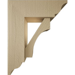 Ekena Millwork - BKTUR0554X16X20WTL01RCPR - Timberthane Faux Wood Westlake Style Bracket w/ Offset Brace, Traditional Ends, 5 1/2"W x 16"D x 20"H, Primed Tan