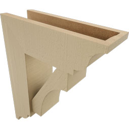 Ekena Millwork - BKTUR0554X16X20WTL01RCPR - Timberthane Faux Wood Westlake Style Bracket w/ Offset Brace, Traditional Ends, 5 1/2"W x 16"D x 20"H, Primed Tan