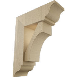 Ekena Millwork - BKTUR0554X16X20WTL01RCPR - Timberthane Faux Wood Westlake Style Bracket w/ Offset Brace, Traditional Ends, 5 1/2"W x 16"D x 20"H, Primed Tan