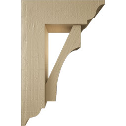 Ekena Millwork - BKTUR0554X16X24WTL01RCPR - Timberthane Faux Wood Westlake Style Bracket w/ Offset Brace, Traditional Ends, 5 1/2"W x 16"D x 24"H, Primed Tan