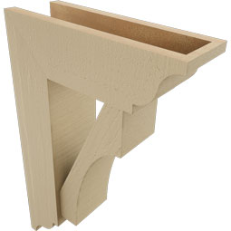 Ekena Millwork - BKTUR0554X16X24WTL01RCPR - Timberthane Faux Wood Westlake Style Bracket w/ Offset Brace, Traditional Ends, 5 1/2"W x 16"D x 24"H, Primed Tan