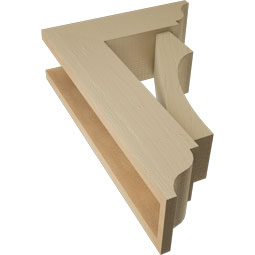 Ekena Millwork - BKTUR0554X16X24WTL01RCPR - Timberthane Faux Wood Westlake Style Bracket w/ Offset Brace, Traditional Ends, 5 1/2"W x 16"D x 24"H, Primed Tan