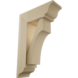 Ekena Millwork - BKTUR0554X16X24WTL01RCPR - Timberthane Faux Wood Westlake Style Bracket w/ Offset Brace, Traditional Ends, 5 1/2"W x 16"D x 24"H, Primed Tan