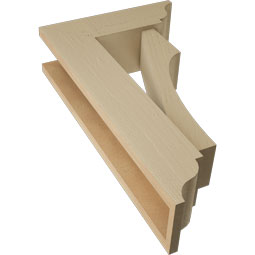 Ekena Millwork - BKTUR0554X16X28WTL01RCPR - Timberthane Faux Wood Westlake Style Bracket w/ Offset Brace, Traditional Ends, 5 1/2"W x 16"D x 28"H, Primed Tan
