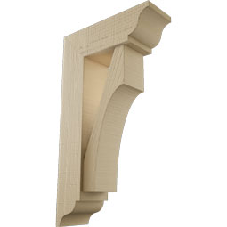 Ekena Millwork - BKTUR0554X16X28WTL01RCPR - Timberthane Faux Wood Westlake Style Bracket w/ Offset Brace, Traditional Ends, 5 1/2"W x 16"D x 28"H, Primed Tan