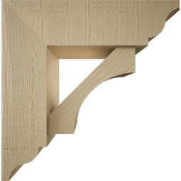 Ekena Millwork - BKTUR0554X18X18WTL01RCPR - Timberthane Faux Wood Westlake Style Bracket w/ Offset Brace, Traditional Ends, 5 1/2"W x 18"D x 18"H, Primed Tan