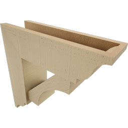 Ekena Millwork - BKTUR0554X18X18WTL01RCPR - Timberthane Faux Wood Westlake Style Bracket w/ Offset Brace, Traditional Ends, 5 1/2"W x 18"D x 18"H, Primed Tan