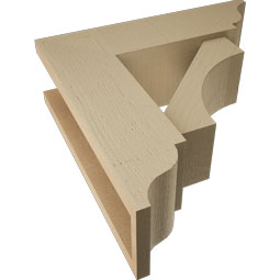 Ekena Millwork - BKTUR0554X18X18WTL01RCPR - Timberthane Faux Wood Westlake Style Bracket w/ Offset Brace, Traditional Ends, 5 1/2"W x 18"D x 18"H, Primed Tan