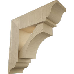 Ekena Millwork - BKTUR0554X18X18WTL01RCPR - Timberthane Faux Wood Westlake Style Bracket w/ Offset Brace, Traditional Ends, 5 1/2"W x 18"D x 18"H, Primed Tan