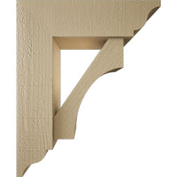 Ekena Millwork - BKTUR0554X18X22WTL01RCPR - Timberthane Faux Wood Westlake Style Bracket w/ Offset Brace, Traditional Ends, 5 1/2"W x 18"D x 22"H, Primed Tan