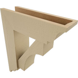 Ekena Millwork - BKTUR0554X18X22WTL01RCPR - Timberthane Faux Wood Westlake Style Bracket w/ Offset Brace, Traditional Ends, 5 1/2"W x 18"D x 22"H, Primed Tan