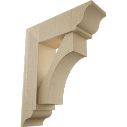 Ekena Millwork - BKTUR0554X18X22WTL01RCPR - Timberthane Faux Wood Westlake Style Bracket w/ Offset Brace, Traditional Ends, 5 1/2"W x 18"D x 22"H, Primed Tan