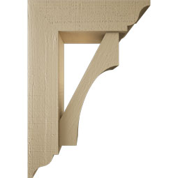Ekena Millwork - BKTUR0554X18X26WTL01RCPR - Timberthane Faux Wood Westlake Style Bracket w/ Offset Brace, Traditional Ends, 5 1/2"W x 18"D x 26"H, Primed Tan