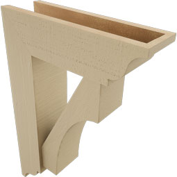 Ekena Millwork - BKTUR0554X18X26WTL01RCPR - Timberthane Faux Wood Westlake Style Bracket w/ Offset Brace, Traditional Ends, 5 1/2"W x 18"D x 26"H, Primed Tan