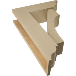 Ekena Millwork - BKTUR0554X18X26WTL01RCPR - Timberthane Faux Wood Westlake Style Bracket w/ Offset Brace, Traditional Ends, 5 1/2"W x 18"D x 26"H, Primed Tan