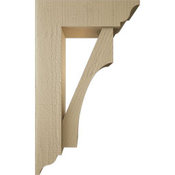Ekena Millwork - BKTUR0554X18X30WTL01RCPR - Timberthane Faux Wood Westlake Style Bracket w/ Offset Brace, Traditional Ends, 5 1/2"W x 18"D x 30"H, Primed Tan