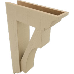 Ekena Millwork - BKTUR0554X18X30WTL01RCPR - Timberthane Faux Wood Westlake Style Bracket w/ Offset Brace, Traditional Ends, 5 1/2"W x 18"D x 30"H, Primed Tan