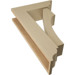 Ekena Millwork - BKTUR0554X18X30WTL01RCPR - Timberthane Faux Wood Westlake Style Bracket w/ Offset Brace, Traditional Ends, 5 1/2"W x 18"D x 30"H, Primed Tan