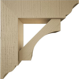 Ekena Millwork - BKTUR0554X20X20WTL01RCPR - Timberthane Faux Wood Westlake Style Bracket w/ Offset Brace, Traditional Ends, 5 1/2"W x 20"D x 20"H, Primed Tan