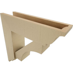 Ekena Millwork - BKTUR0554X20X20WTL01RCPR - Timberthane Faux Wood Westlake Style Bracket w/ Offset Brace, Traditional Ends, 5 1/2"W x 20"D x 20"H, Primed Tan