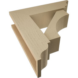 Ekena Millwork - BKTUR0554X20X20WTL01RCPR - Timberthane Faux Wood Westlake Style Bracket w/ Offset Brace, Traditional Ends, 5 1/2"W x 20"D x 20"H, Primed Tan