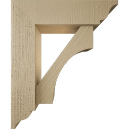 Ekena Millwork - BKTUR0554X20X24WTL01RCPR - Timberthane Faux Wood Westlake Style Bracket w/ Offset Brace, Traditional Ends, 5 1/2"W x 20"D x 24"H, Primed Tan