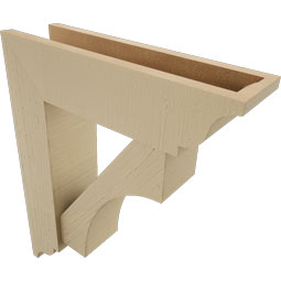 Ekena Millwork - BKTUR0554X20X24WTL01RCPR - Timberthane Faux Wood Westlake Style Bracket w/ Offset Brace, Traditional Ends, 5 1/2"W x 20"D x 24"H, Primed Tan