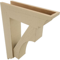 Ekena Millwork - BKTUR0554X20X28WTL01RCPR - Timberthane Faux Wood Westlake Style Bracket w/ Offset Brace, Traditional Ends, 5 1/2"W x 20"D x 28"H, Primed Tan