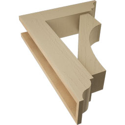 Ekena Millwork - BKTUR0554X20X28WTL01RCPR - Timberthane Faux Wood Westlake Style Bracket w/ Offset Brace, Traditional Ends, 5 1/2"W x 20"D x 28"H, Primed Tan