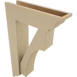 Ekena Millwork - BKTUR0554X20X32WTL01RCPR - Timberthane Faux Wood Westlake Style Bracket w/ Offset Brace, Traditional Ends, 5 1/2"W x 20"D x 32"H, Primed Tan