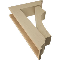 Ekena Millwork - BKTUR0554X20X32WTL01RCPR - Timberthane Faux Wood Westlake Style Bracket w/ Offset Brace, Traditional Ends, 5 1/2"W x 20"D x 32"H, Primed Tan