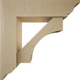 Ekena Millwork - BKTUR0554X22X22WTL01RCPR - Timberthane Faux Wood Westlake Style Bracket w/ Offset Brace, Traditional Ends, 5 1/2"W x 22"D x 22"H, Primed Tan