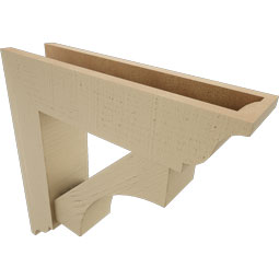 Ekena Millwork - BKTUR0554X22X22WTL01RCPR - Timberthane Faux Wood Westlake Style Bracket w/ Offset Brace, Traditional Ends, 5 1/2"W x 22"D x 22"H, Primed Tan